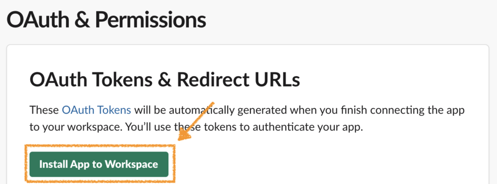 OAuth & Permissions（Install App to Workspace）画面